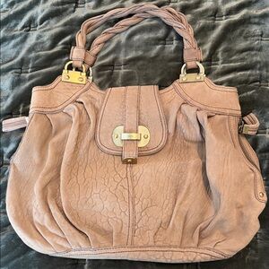Elegant Pink beige Leather Handbag